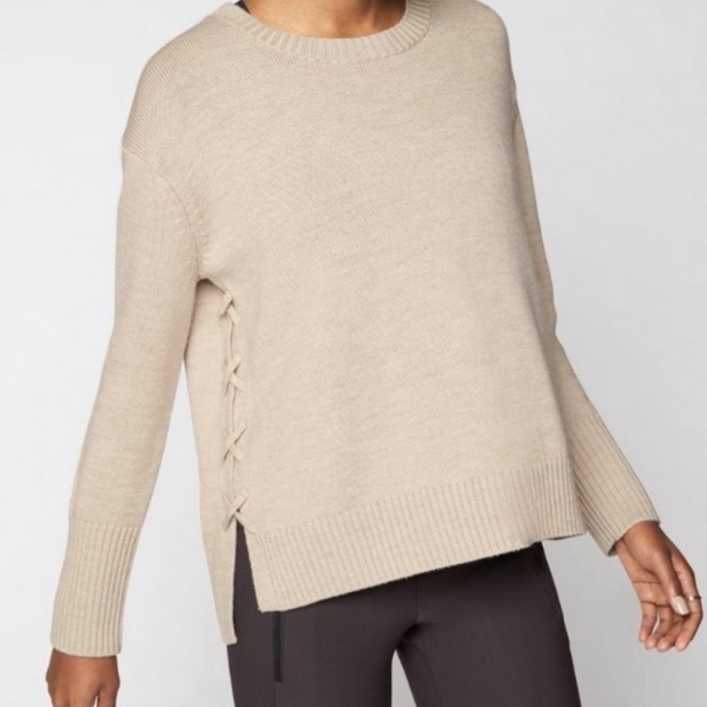 Athleta Oversized Merino Side Lace Sweater EUC